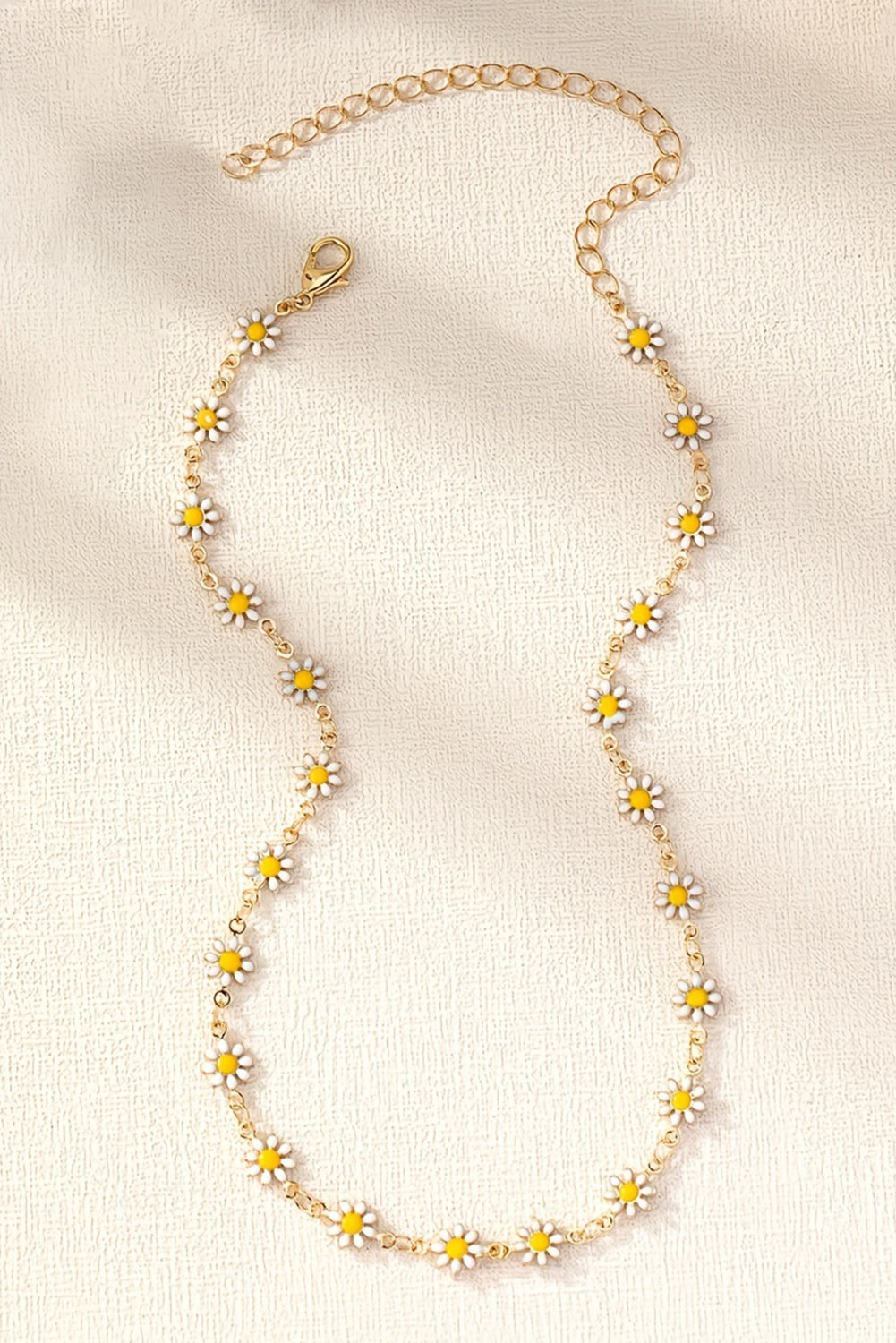 Gold daisy flower chain choker necklace, view 6
