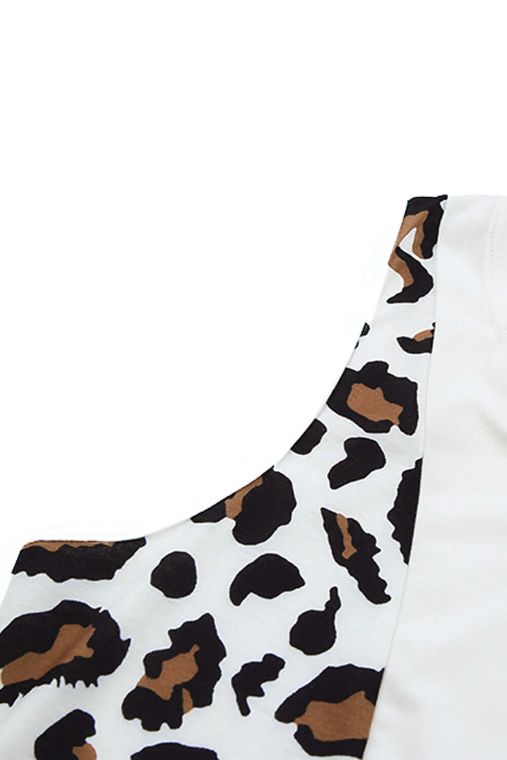 Close-up of the Crisscross Leopard Splicing Tank Top featuring bold leopard print and sleek design.