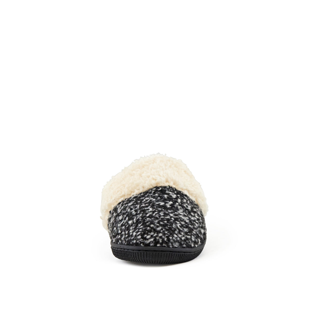 Grey knit slippers, non-slip grip sole