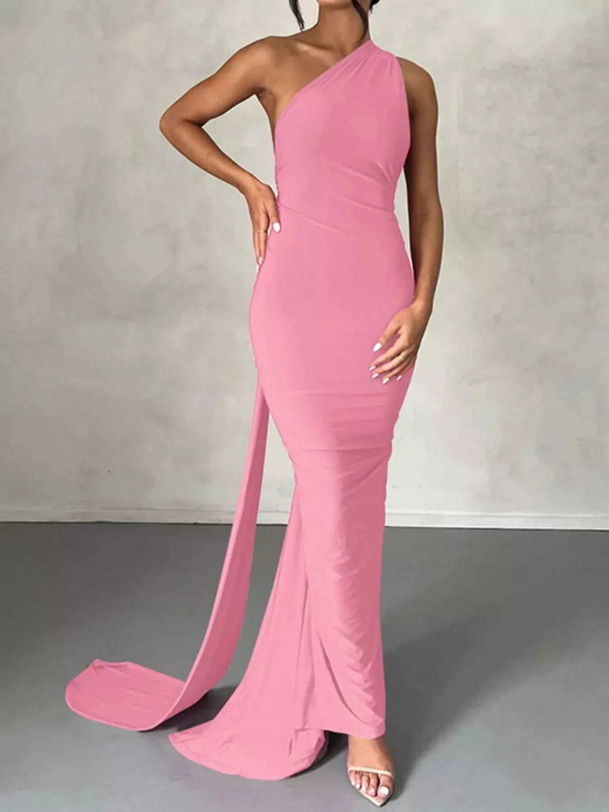 Backless halter ruched bodycon maxi dress, view 25