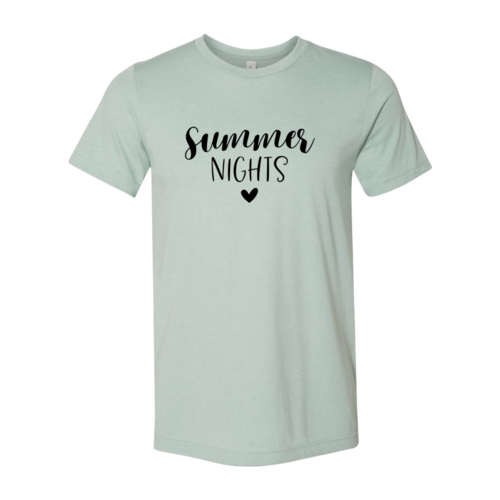 Light green Summer Nights T-Shirt, perfect for warm evenings and casual outings, made from soft ring spun cotton.