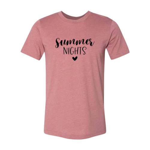 Pink Summer Nights T-Shirt with stylish text print, perfect for warm evenings and casual outings.
