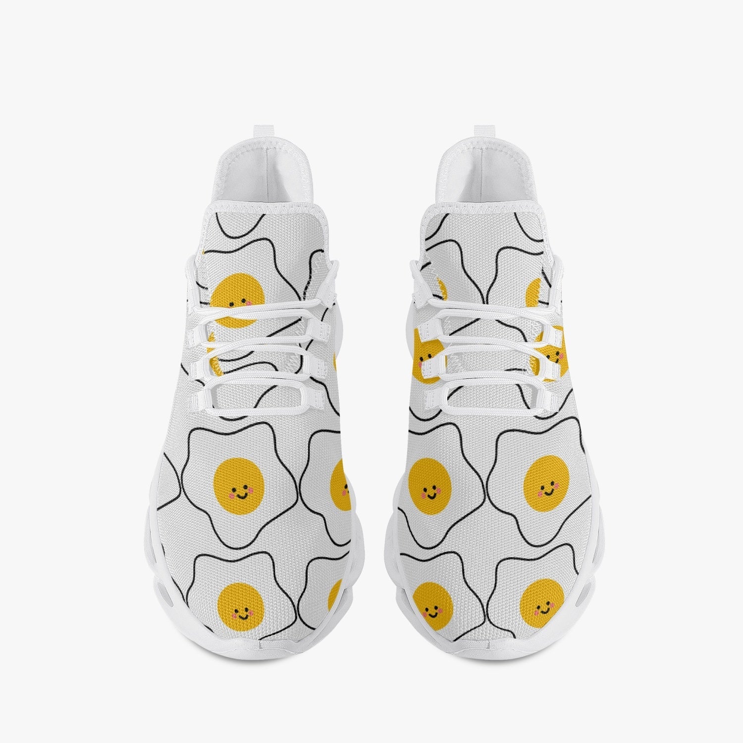 Jacki Easlick mesh knit sneakers with cute egg pattern, perfect for adding fun to your unisex footwear collection.