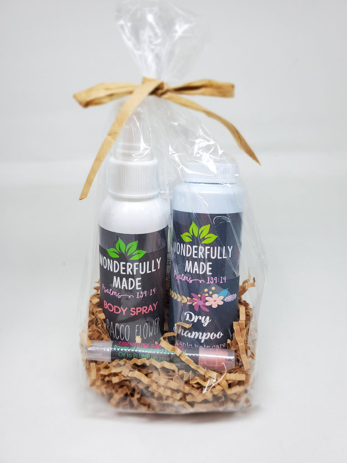 Spa gift box with body spray, dry shampoo and tinted lip balm