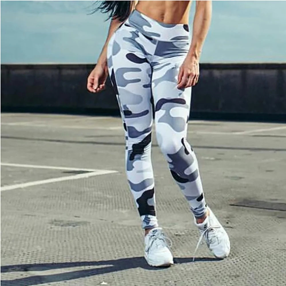 Ins Hot Fashion Camouflage Printed High Waist Workout Leggings for Women