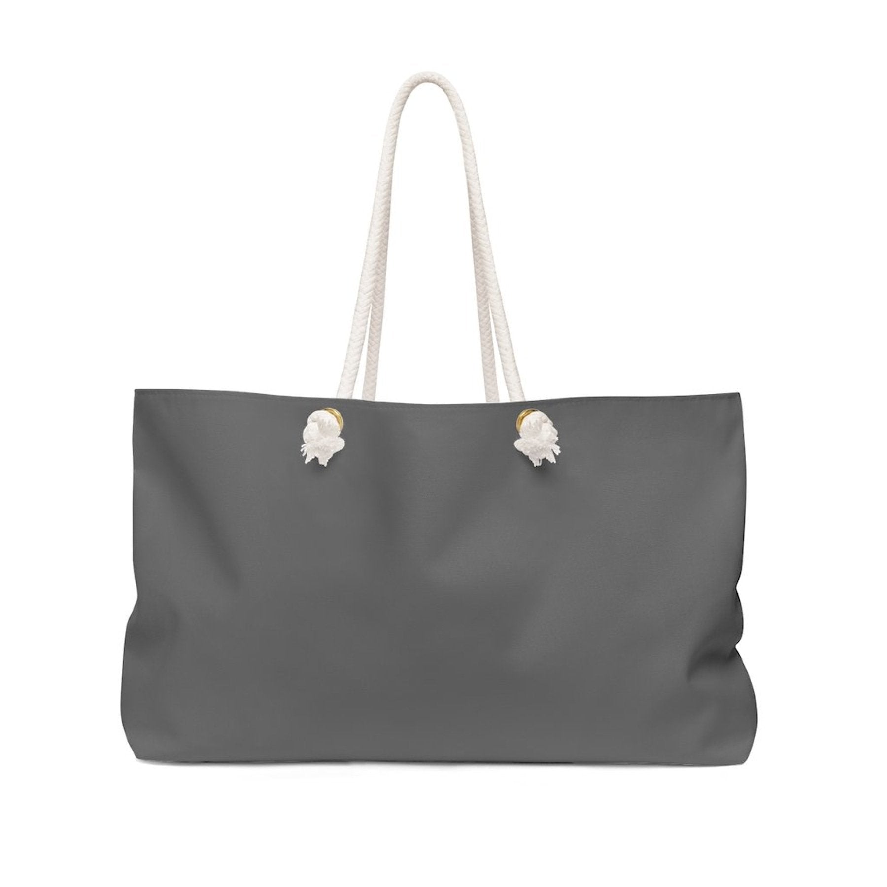 Dark grey oversized Weekender Tote Bag with thick rope handles, perfect for beach or weekend getaways.