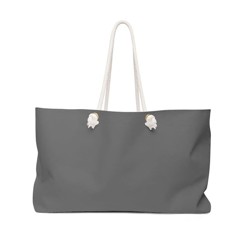Oversized dark grey Weekender Tote Bag with thick rope handles, perfect for beach or weekend adventures.