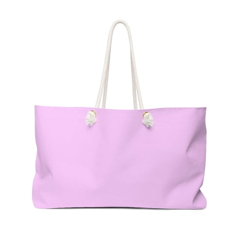 Light pink oversized Weekender Tote Bag with thick rope handles, perfect for beach or weekend outings.