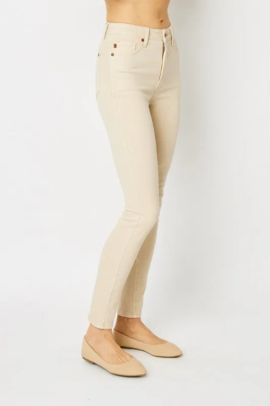 Judy Blue plus size skinny jeans in bone, view 4