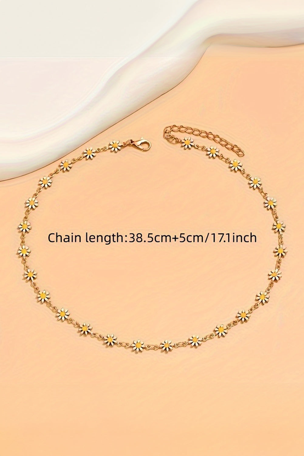 Gold daisy flower chain choker necklace, view 8