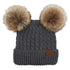 C.C double pom pom cable knit beanie, view 4