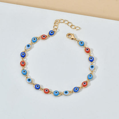 Adjustable multicolor evil eye anklet