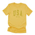 USA Est 1776 short sleeve t-shirt in yellow, soft cotton with a relaxed fit for casual style.