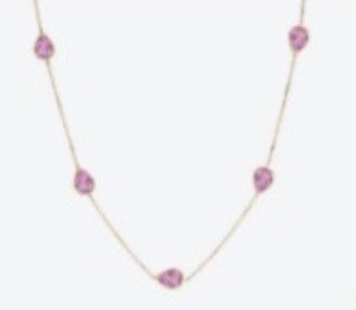 Dainty gold chain necklace with small teardrop gem stations