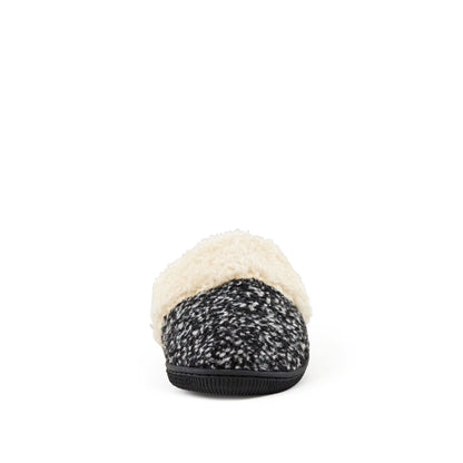 Grey knit slippers, non-slip grip sole