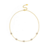 Dainty gold chain necklace with small teardrop gem stations, view 2