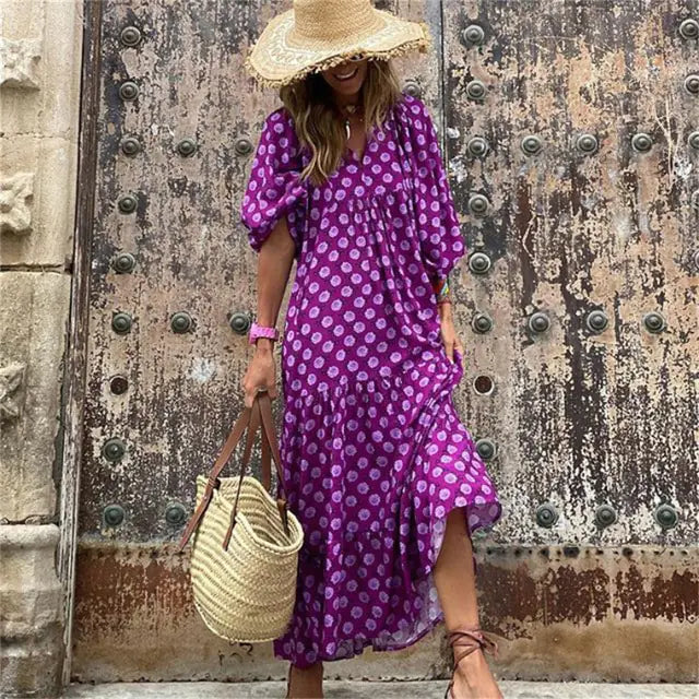 Boho Chic with Our Elegant Puff Sleeve Dress