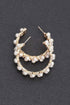 Gold hoop earrings with pearl accents, view 3