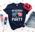 We the People Like to Party T-shirt in navy blue with patriotic glasses design, perfect for 4th of July celebrations.