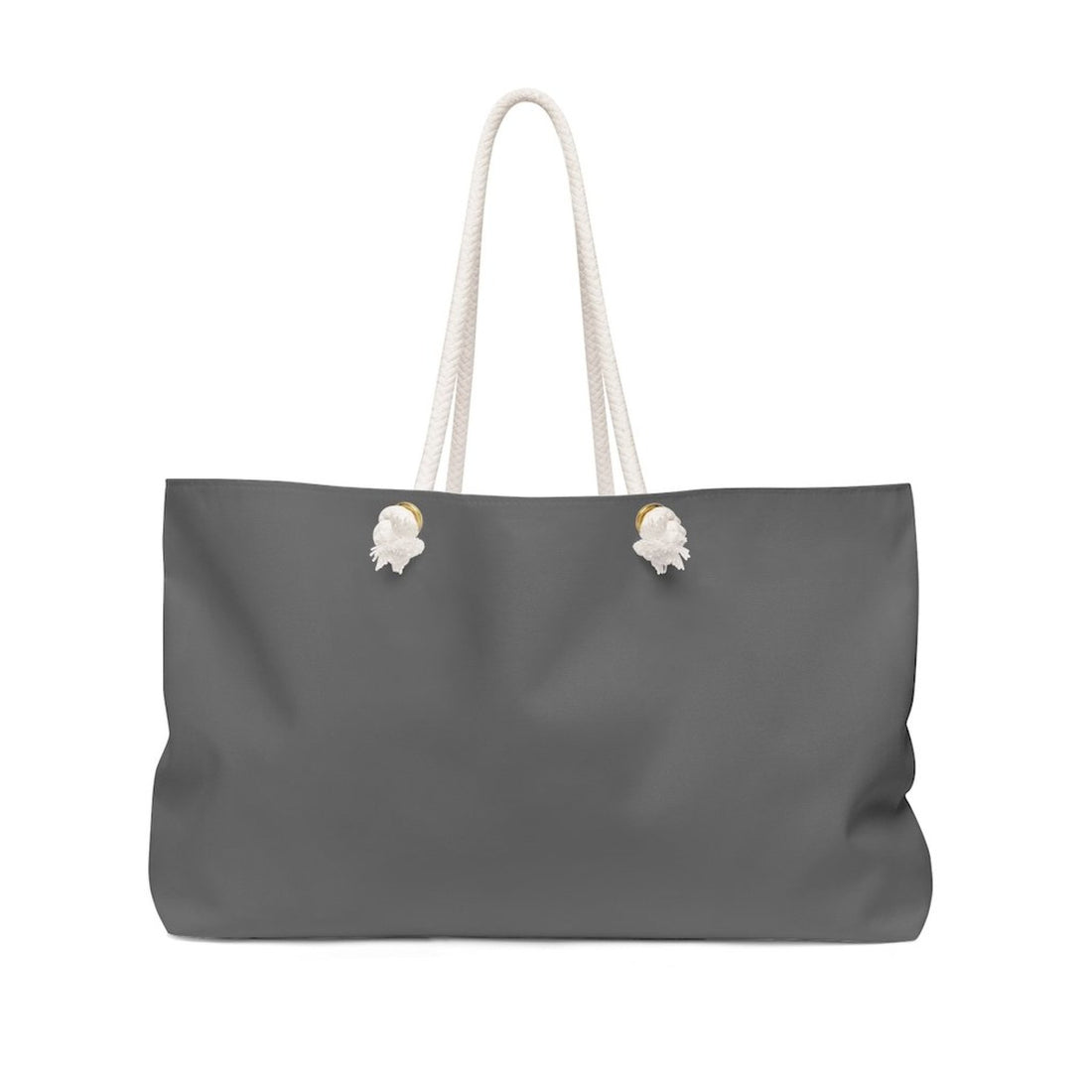 Dark grey oversized Weekender Tote Bag with thick rope handles, perfect for beach or weekend getaways.